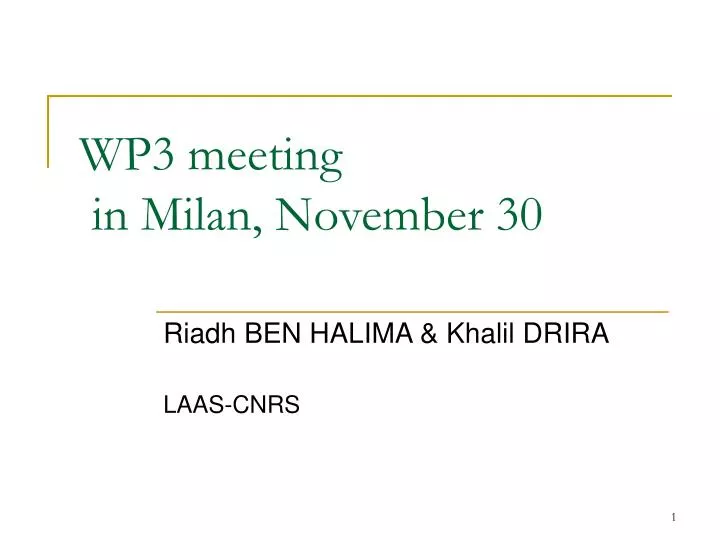 wp3 meeting in milan november 30
