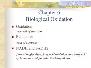 Chapter 6 Biological Oxidation