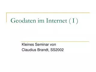 geodaten im internet i