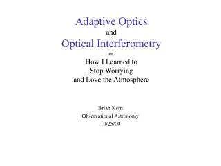 Brian Kern Observational Astronomy 10/25/00