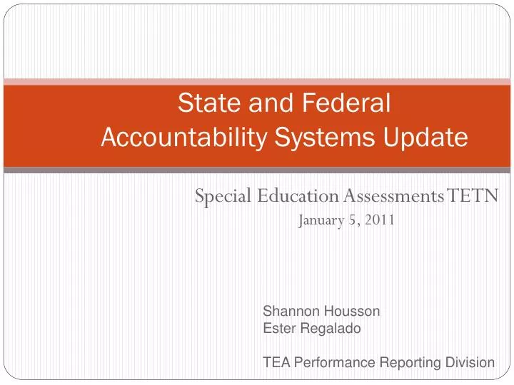 state and federal accountability systems update