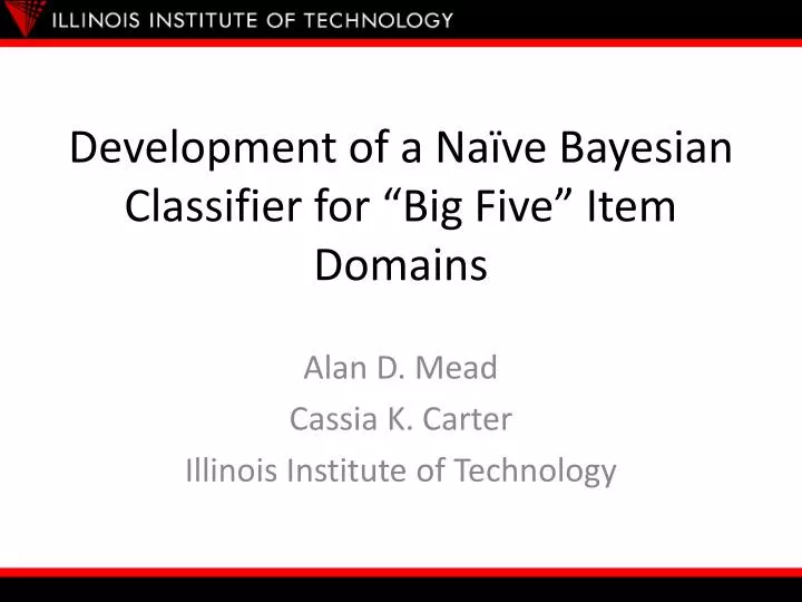 development of a na ve bayesian classifier for big five item domains