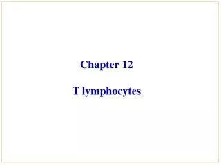 Chapter 12 T lymphocytes