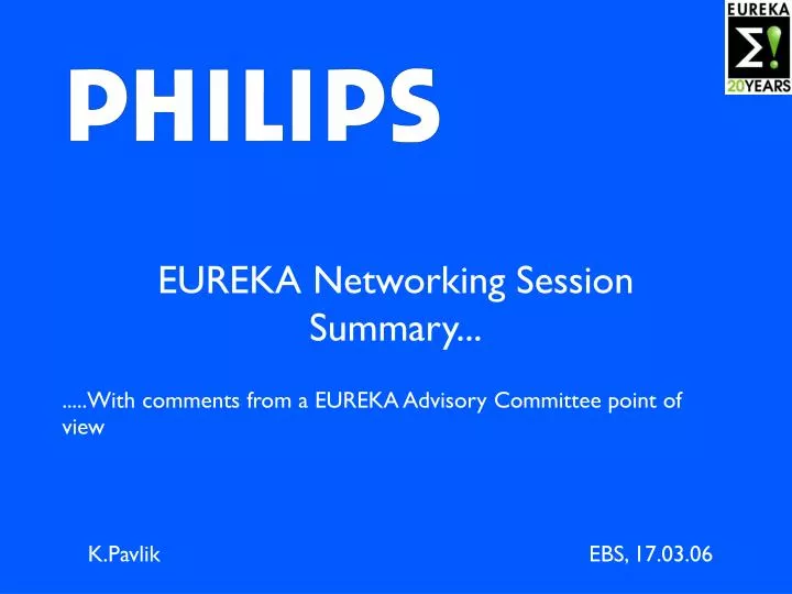 eureka networking session summary