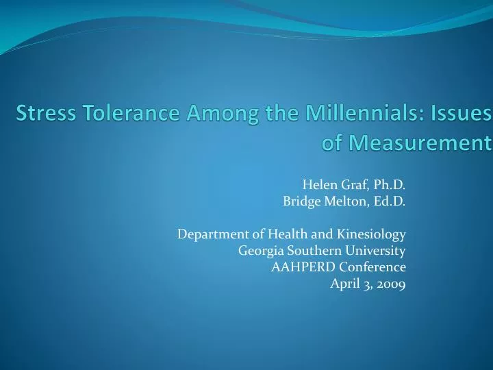 stress tolerance among the millennials issues of measurement