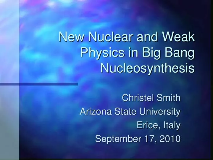 new nuclear and weak physics in big bang nucleosynthesis