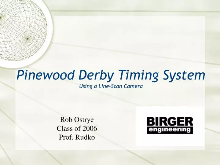 pinewood derby timing system using a line scan camera
