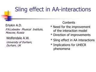 Sling effect in AA-interactions