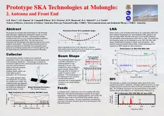 Prototype SKA Technologies at Molonglo: 2. Antenna and Front End