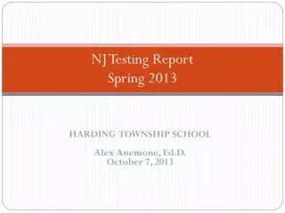 NJ Testing Report Spring 2013