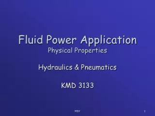 Fluid Power Application Physical Properties