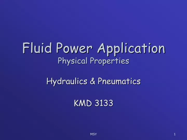 fluid power application physical properties