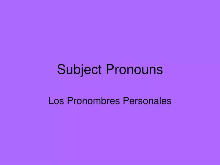 subject pronouns