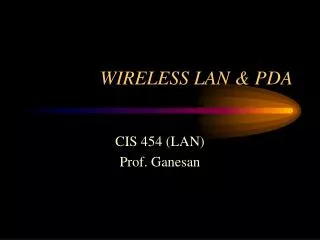 WIRELESS LAN &amp; PDA
