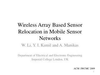 Wireless Array Based Sensor Relocation in Mobile Sensor Networks