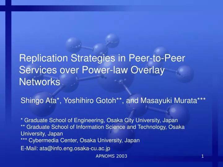 replication strategies in peer to peer services over power law overlay networks