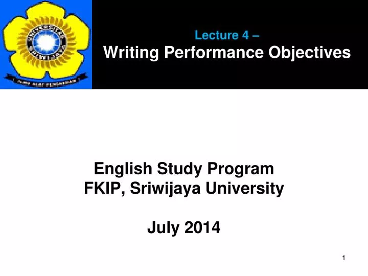lecture 4 writing performance objectives