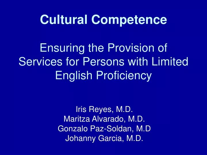 cultural competence ensuring the provision of services for persons with limited english proficiency