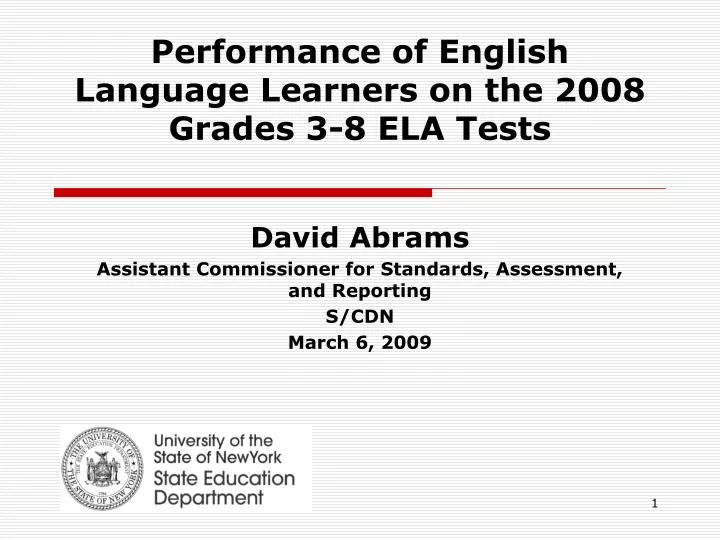 performance of english language learners on the 2008 grades 3 8 ela tests