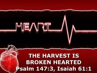 THE HARVEST IS BROKEN HEARTED Psalm 147:3, Isaiah 61:1