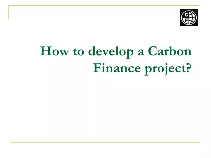 how to develop a carbon finance project