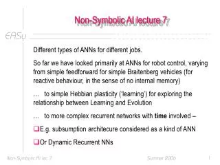 Non-Symbolic AI lecture 7