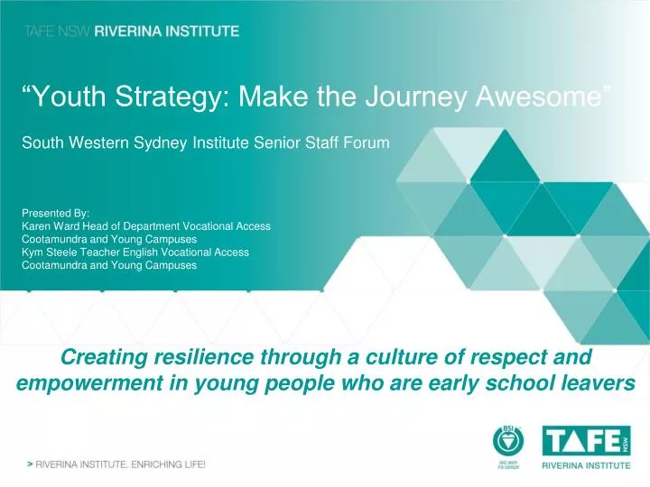 youth strategy make the journey awesome south western sydney institute senior staff forum