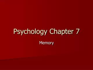 Psychology Chapter 7