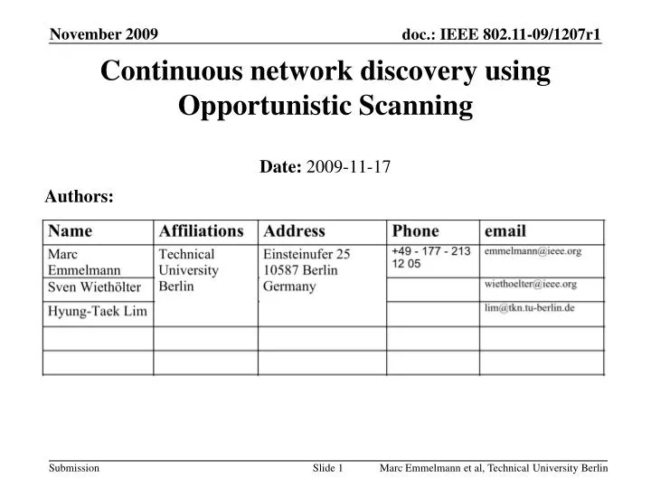 continuous network discovery using opportunistic scanning