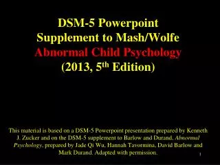 Some Early Proposals for the DSM-5
