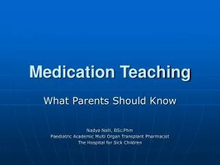 Medication Teaching