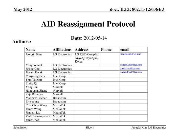 aid reassignment protocol