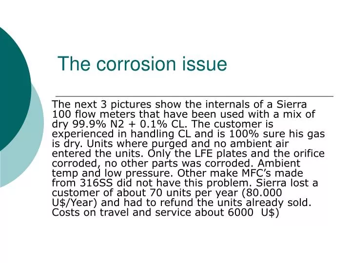 the corrosion issue