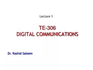 TE-306 DIGITAL COMMUNICATIONS