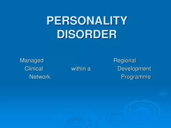 personality disorder