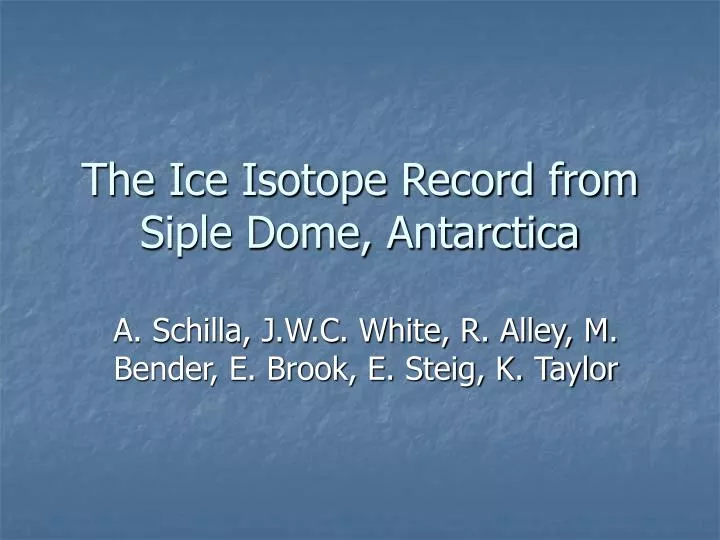 the ice isotope record from siple dome antarctica