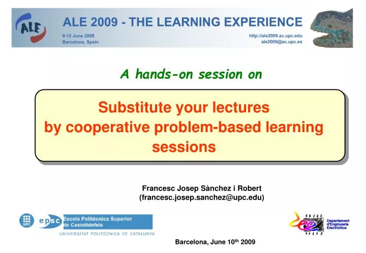 substitute your lectures by cooperative problem based learning sessions