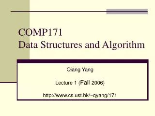 COMP171 Data Structures and Algorithm