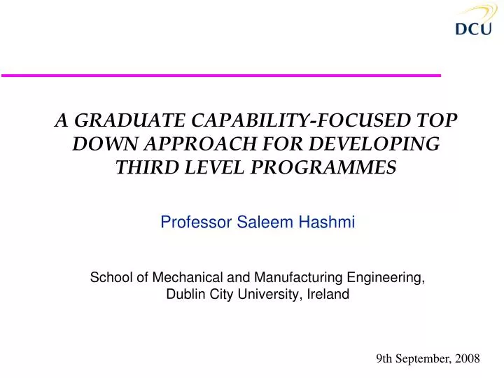 a graduate capability focused top down approach for developing third level programmes