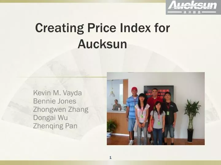 creating price index for aucksun
