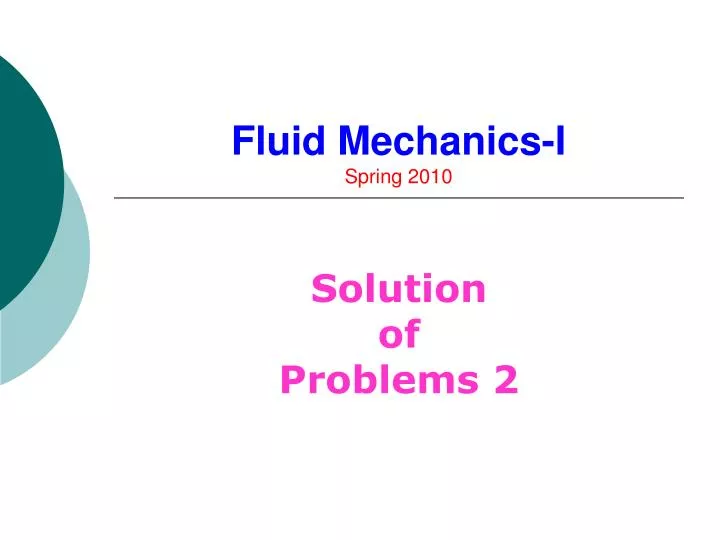 fluid mechanics i spring 2010