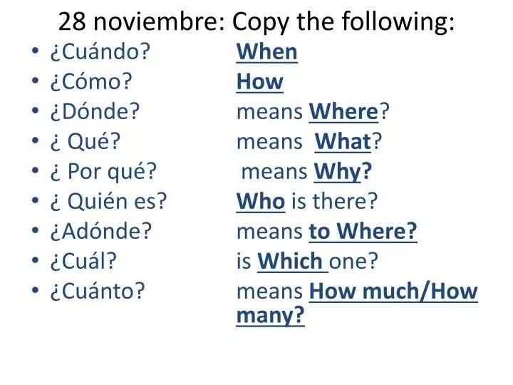 28 noviembre copy the following