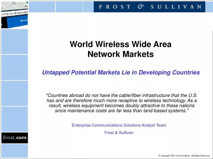 world wireless wide area network markets untapped potential markets lie in developing countries