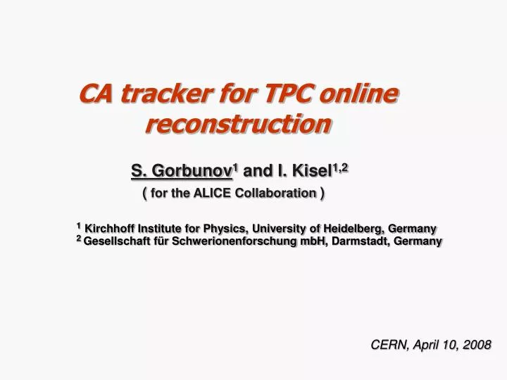 ca tracker for tpc online reconstruction