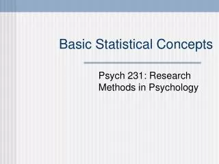 Basic Statistical Concepts