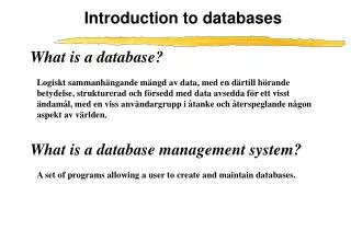 Introduction to databases