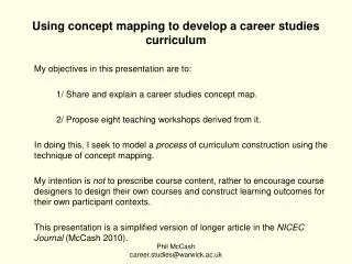 Using concept mapping to develop a career studies curriculum