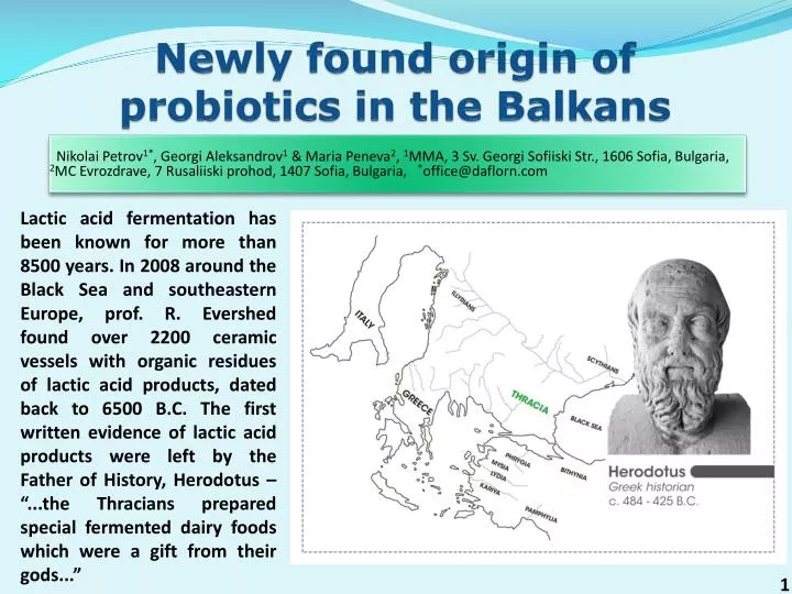 newly found origin of probiotics in the balkans