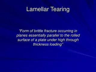 Lamellar Tearing