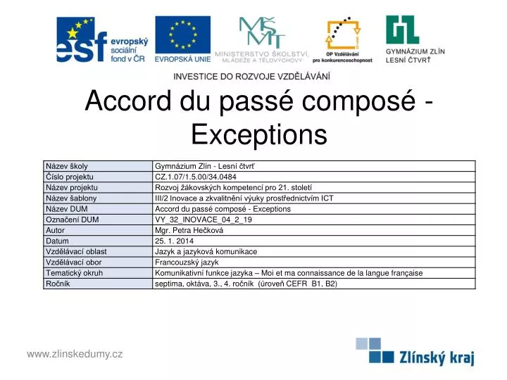 accord du pass compos exceptions